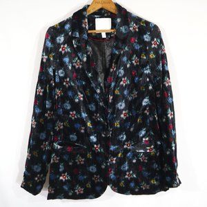 Ettitwa Anthropologie Blooming Floral Velvet Blazer Jacket